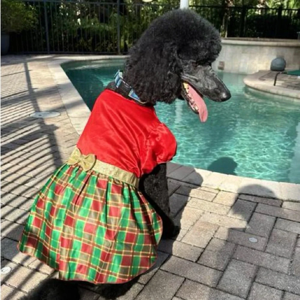 FRISCO Christmas Dog Dress XL Red Green Plaid Gold Bow Holiday NWT 25 - 45 lbs
